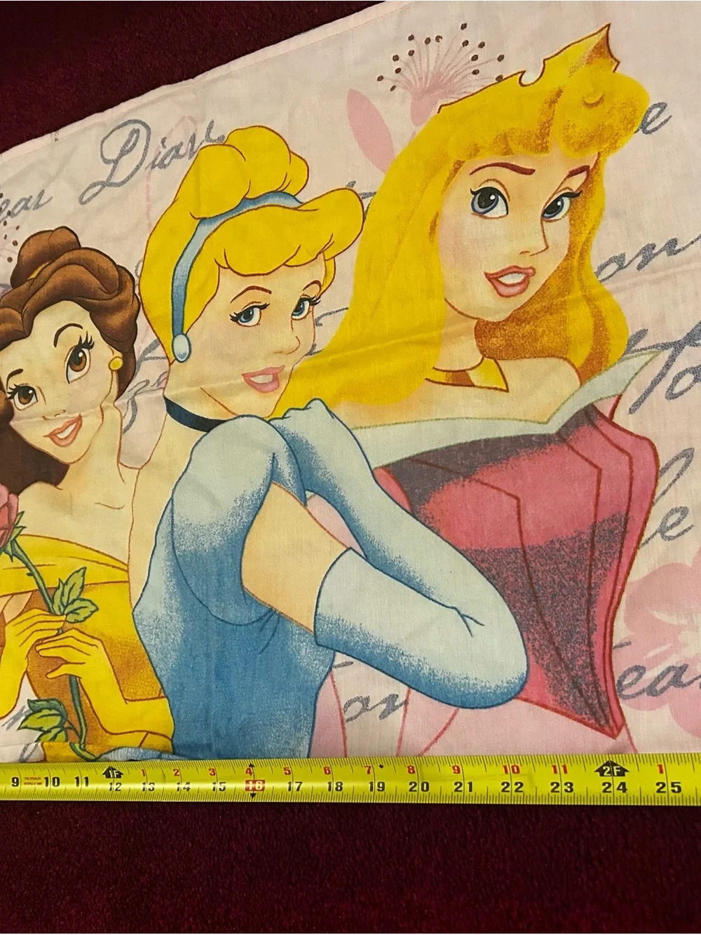 Disney Princess Bedding Cover with Blue, Pink & Yellow Dresses and two pillow